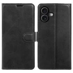 iPhone 16 - Vintage læder cover / pung - Sort