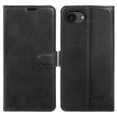 iPhone 17e  /  16e - Vintage læder cover / pung - Sort