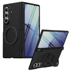 Samsung Galaxy Z Fold8 Ultra - Shockproof cover med hærdet glas og roterbar kickstand - Sort