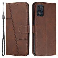 Motorola E22 4G / E22i 4G - Læder cover / pung - Brun