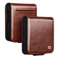 Samsung Galaxy Z Flip8 - QIALINO Classic ægte læder cover - Brun