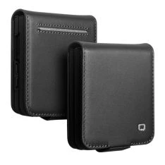 Samsung Galaxy Z Flip8 - QIALINO Slim ægte læder cover med magnetlukning - Sort