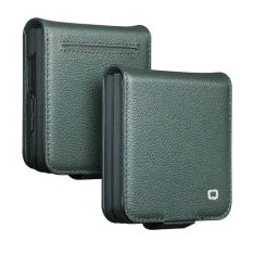 Samsung Galaxy Z Flip8 - QIALINO Slim ægte læder cover med magnetlukning - Cyan