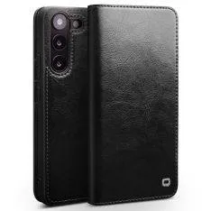Samsung Galaxy S23 5G - QIALINO "Classic" ægte læder cover / pung - Sort