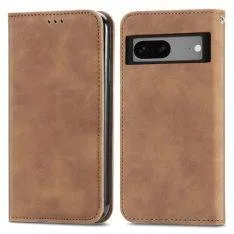 Google Pixel 7a - Flip magnetisk læder cover - Brun