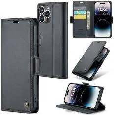 iPhone 15 Pro - CASEME RFID læder cover / pung - Sort