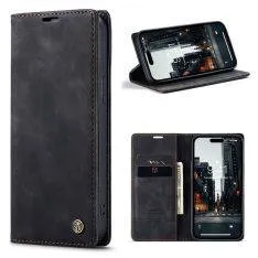iPhone 15 Pro - CASEME retro læder cover / pung - Sort