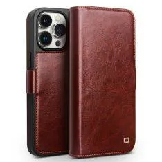 iPhone 15 Pro - QIALINO Classic Slim ægte læder cover - Mørkebrun