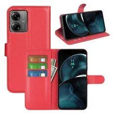 Motorola G14 - Læder cover / pung - Rød