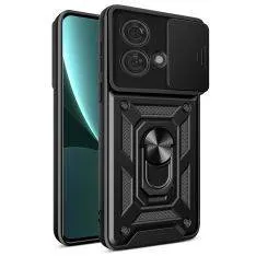 Motorola Edge 40 Neo 5G - SLIDE Hybrid cover med Kickstand & Magnetisk plade - Sort