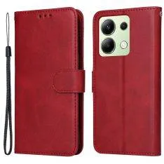 Xiaomi Redmi Note 13 4G - Læder cover / pung - Aftagelig strop - Rød