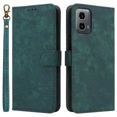 Motorola Moto G34 5G - RFID læder cover / pung - Aftagelig strop - Grøn