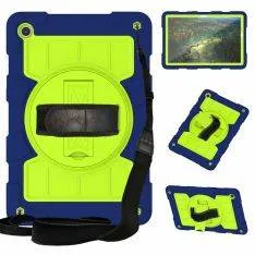 Samsung Galaxy Tab A9 Plus  / Tab A11 Plus - Shockproof Hybrid cover - Aftagelig skulderrem - Blå/Grøn