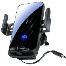 Bilholder med trådløs opladning 15W –  Auto-Clamp & Anti-Shake - Sort