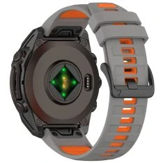 Garmin Fenix 8 / Fenix 7X / Fenix 6X - Urrem i silikone 26mm - Grå/Orange
