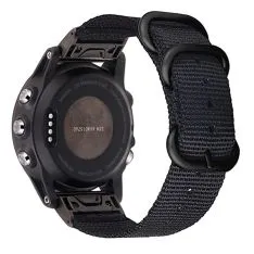 Garmin Fenix 7S / 6S Pro / 5S Plus - Urrem i tekstil 20mm med spænde i rustfrit stål - Sort
