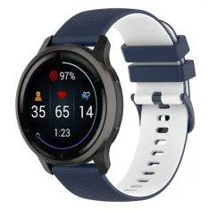 Garmin Vivoactive4 45mm / Venu 2 -  Silikone rem 20mm - Marineblå/Hvid