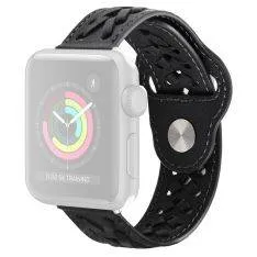 Apple Watch 10/9/8/7/6/5/4/3/2/1/SE - 46/45/44/42mm / Watch Ultra / Ultra 2 - V-Shape Ægte læder rem - Sort