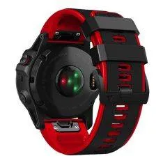 Garmin Fenix 7X / Fenix 6X - Silikone rem 26mm - Sort/Rød