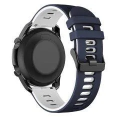 Samsung Galaxy Watch3 45mm / Huawei Watch 3 - Silikone rem 22mm - Midnatsblå/Hvid