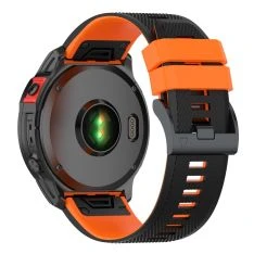 Garmin Fenix 8 / 8 Pro / 7X / 7X Pro - Silikone urrem 26mm - Sort/orange