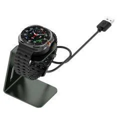 Samsung Galaxy Watch Ultra / Galaxy Watch7/6/5 - Magnetisk oplader dock i metal - 1.5m - Sort