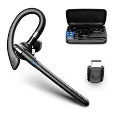 Trådløst Headset YYK-526 Noise Cancelling m/ opladerbox - Til bil / kontor - Sort