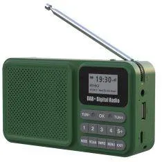 Solcelledrevet Radio P11 med DAB, FM og Bluetooth -Udskifteligt batteri -  Grøn