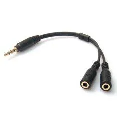 3.5mm Audio til 3.5mm audio (hun) + 3.5mm mikrofon adapter