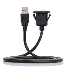 USB 3.0 AUX forlængerkabel til Dashboard i Bilen - Vandtæt hætte - 1M