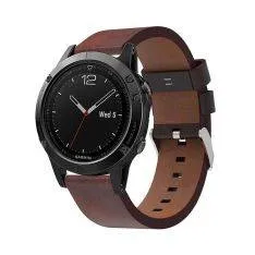 Garmin Fenix 5 -  Læder urrem - Justerbar længde - Passer til håndled omkreds 140-210mm - Brun