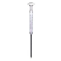 Grundig LED solcellelampe med termometer til haven på spyd - Hvid