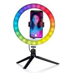 Grundig LED RGB ringlys Ø25cm med stativ og smartphone holder