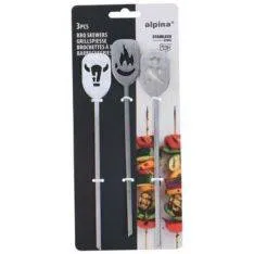 3-Pak Alpina BBQ Grillspyd i metal 18.5cm