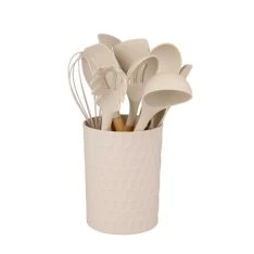 Alpina - Køkkensæt med holder i 12 dele - Non-Stick Silikone - Beige