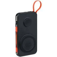 Grundig powerbank 10000mAh - Trådløs opladning og indbyggede kabler - Sort