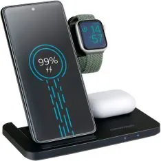 Grundig 3-i-1 trådløs oplader - Smartphone/smartwatch/earbuds - Sort