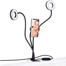 Grundig 2-i-1 Selfie studio-lysring med holder til smartphone