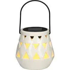 Arti Casa keramisk Solcelle lygte / Lanterne Ø10x11cm - Varm Hvid