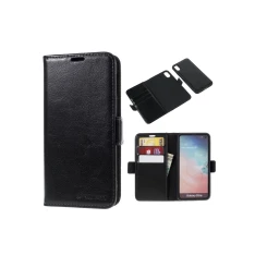iPhone 8/7/6/6s/SE 2020/SE 3 5G (2022) - Azmaro 2-i-1 ægte læder cover / pung - aftageligt - Sort
