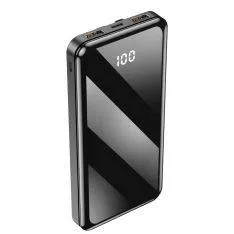 Powerbank 10000mAh - 4-i-1 inkl. USB-C / Lightning / USB kabler - Sort