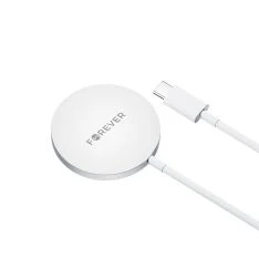 Forever Magnetisk Trådløs oplader 15W - USB-C stik - Hvid