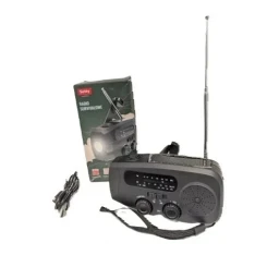 Setty mini nødradio med håndsving & Solceller - Powerbank funktion - Sort