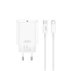 USB-C PD HURTIG oplader 20W Inkl. USB-C til USB-C kabel - Hvid