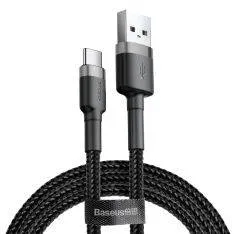 BASEUS Cafule USB-C / USB-A HURTIG oplader kabel 15W / 3A - 1M - Grå/Sort