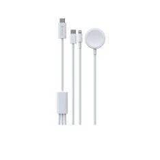 Devia 3-i-1 USB-C / Lightning kabel - m/Trådløs oplader til apple Watch - Hvid