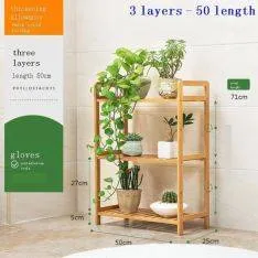 Reol i Bambus med 3 hylder 71 x 50 cm