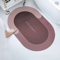 Skridsikker Oval Badeværelsesmåtte 70 x 45 cm - Hurtigtørrende - ¨Pink