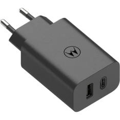 Motorola TurboPower Dual vægoplader 50W -USB-C / UBS-A - Sort