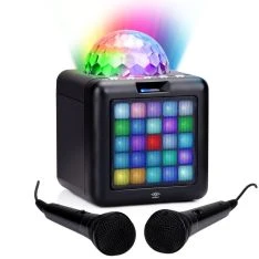 Trådløs karaokehøjttaler 25W med Bluetooth og LED-flammeeffekt - Inkl. 2 mikrofoner